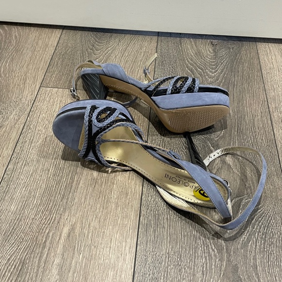 Blue Black Braided Leather Heel Sz 9 - Picture 4 of 4